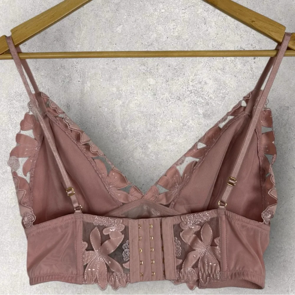Victorias secret Pink Lace Floral Bralette Bra Womens Size Medium DD Sexy Adjust - Picture 6 of 15